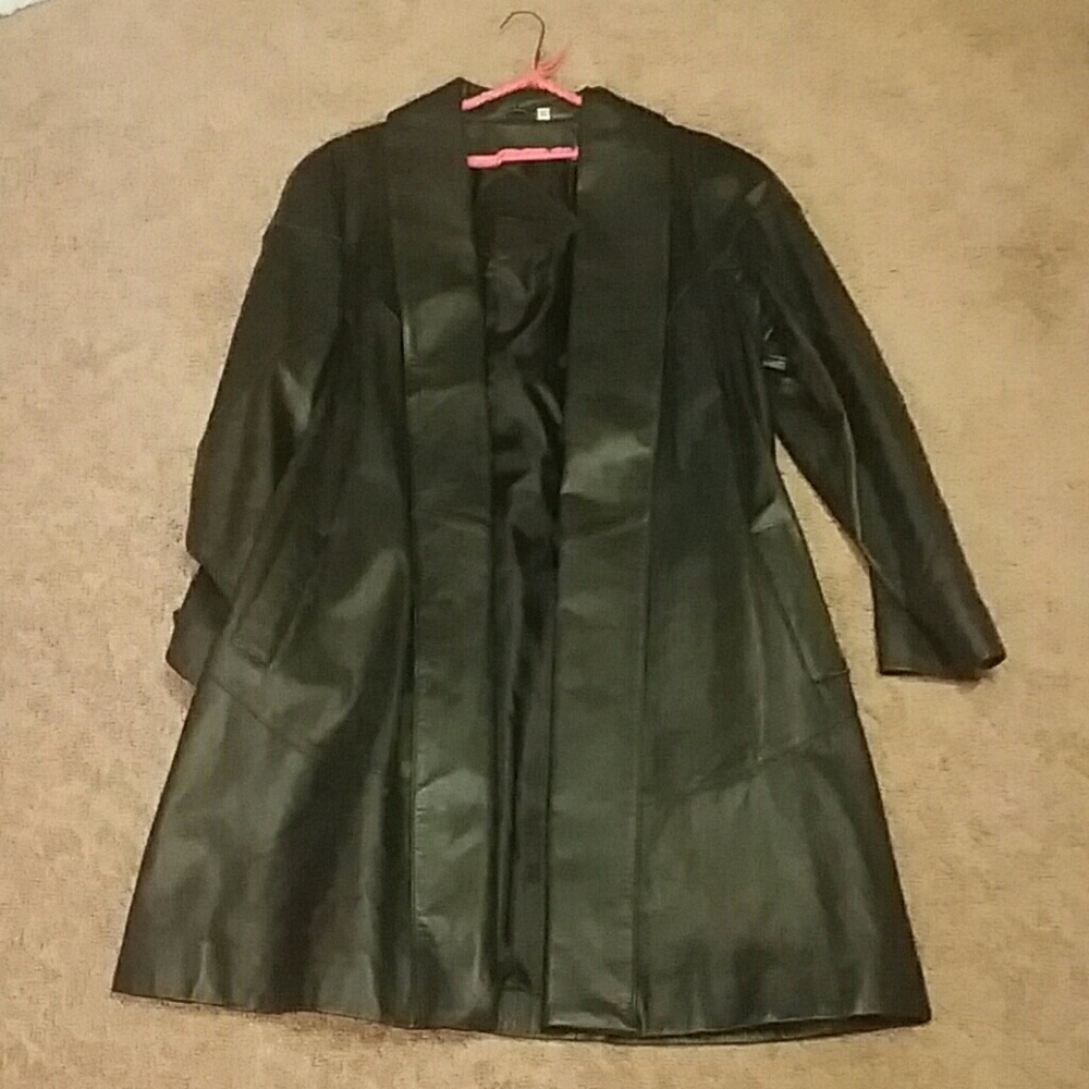 Women's large leather coat